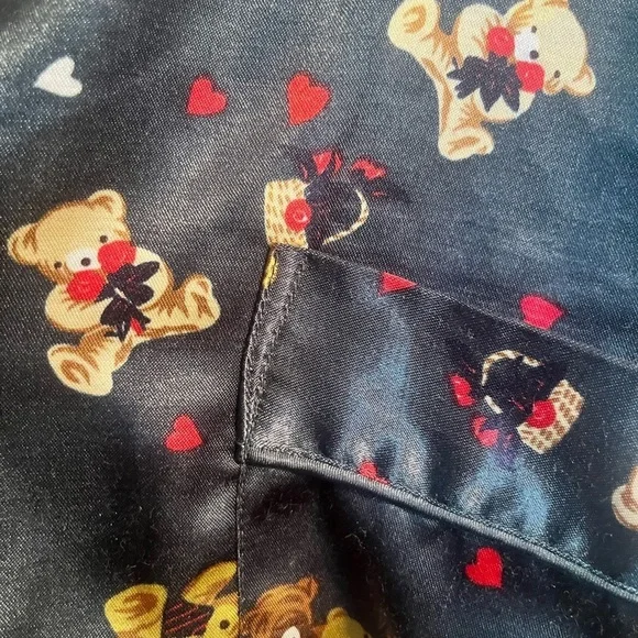 Jenny Buchanan Pajama Set Womens medium teddy bears and hearts forest green - Picture 7 of 8